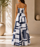 Ladies Grey And White Strappy Maxi Dress - StylePhase SA