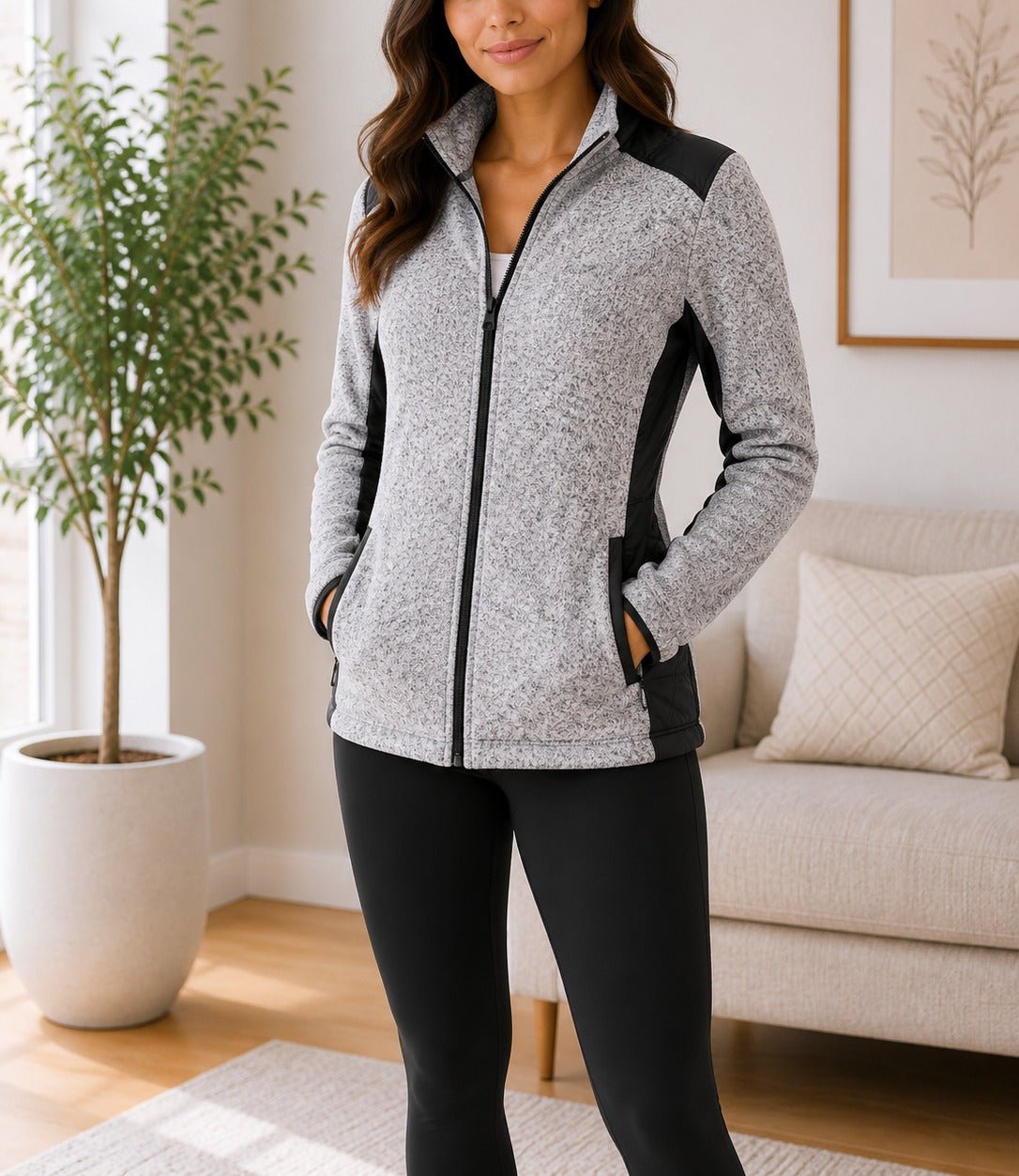 Ladies Grey Faux Fur Zip Jacket - StylePhase SA