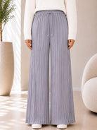Ladies Grey Pleated Wide Leg Pants - StylePhase SA