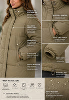 Ladies Khaki Long Windbreaker Jacket - StylePhase SA