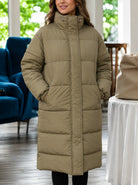 Ladies Khaki Long Windbreaker Jacket - StylePhase SA