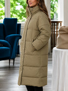 Ladies Khaki Long Windbreaker Jacket - StylePhase SA