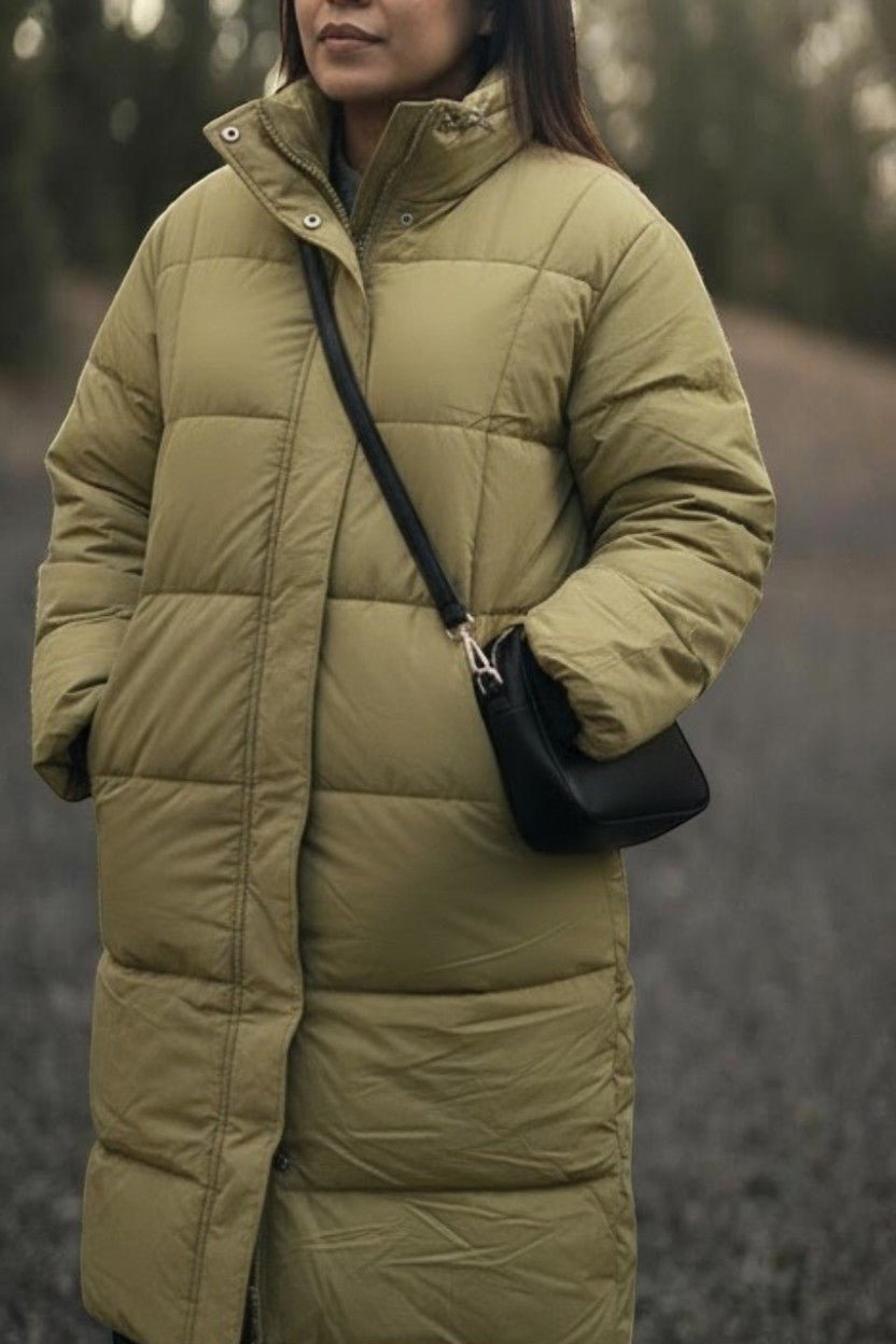 Ladies Khaki Long Windbreaker Jacket - StylePhase SA