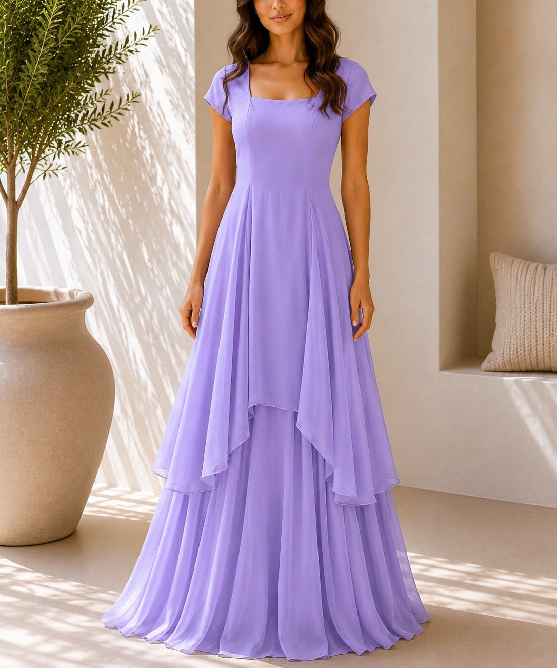 Ladies Lavender Layered Maxi Dress - StylePhase SA