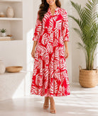 Ladies Leaf Print Tier Dress - StylePhase SA