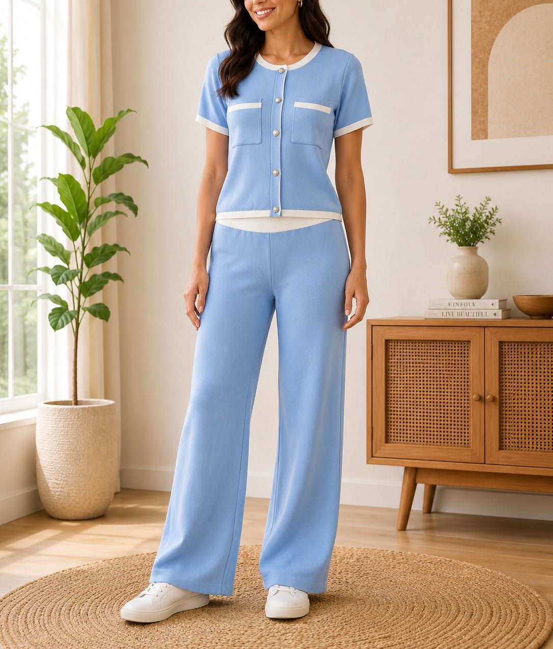 Ladies Light Blue Two-Piece Set- New Feeling - StylePhase SA