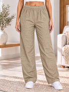 Ladies Light Brown Elastic Waist Pants - StylePhase SA