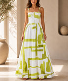 Ladies Lime And White Strappy Maxi Dress - StylePhase SA