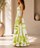 Ladies Lime And White Strappy Maxi Dress - StylePhase SA
