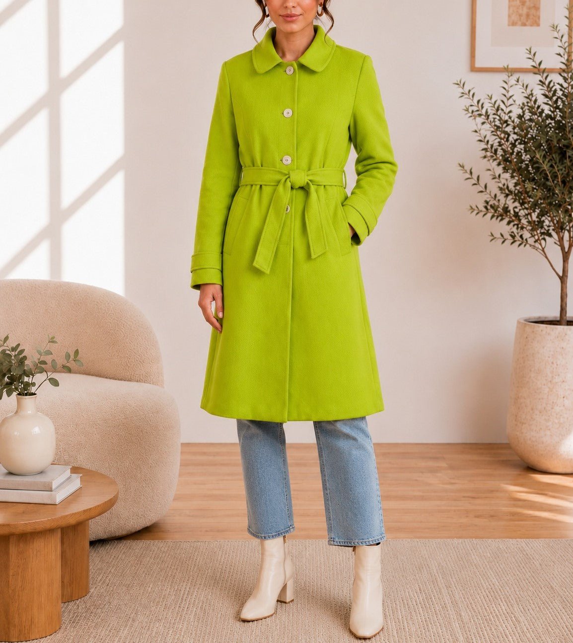 Ladies Lime Collar Coat - StylePhase SA