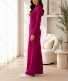 Ladies Magenta Jersey Rib Two-Piece Set -New Feeling - StylePhase SA