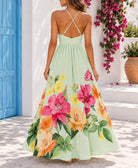 Ladies Mint Floral Deep V-Neck Maxi Dress - StylePhase SA