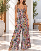 Ladies Multi Color Paisley Print Tie Strap Jumpsuit - StylePhase SA