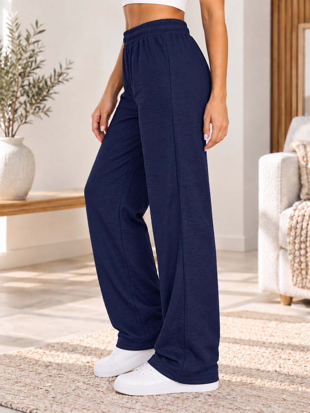 Ladies Navy Elastic Waist Pants - StylePhase SA