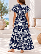 Ladies Navy Print Wrap Maxi Dress - StylePhase SA