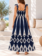 Ladies Navy Tie Strap Maxi Tier Dress - StylePhase SA