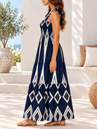 Ladies Navy Tie Strap Maxi Tier Dress - StylePhase SA