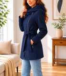 Ladies Navy Wool Blend Zip Jacket - StylePhase SA