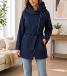 Ladies Navy Wool Blend Zip Jacket - StylePhase SA