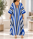 Ladies New Feeling Blue And White Stripe Maxi Kaftan - StylePhase SA