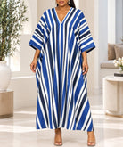 Ladies New Feeling Blue And White Stripe Maxi Kaftan - StylePhase SA