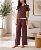Ladies New Feeling Brown And White Ribbed Set - StylePhase SA