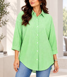 Ladies New Feeling Green Striped Rhinestone Shirt - StylePhase SA