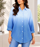 Ladies New Feeling Light Blue Striped Rhinestone Shirt - StylePhase SA