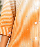Ladies New Feeling Orange Striped Rhinestone Shirt - StylePhase SA