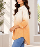 Ladies New Feeling Orange Striped Rhinestone Shirt - StylePhase SA