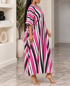 Ladies New Feeling Pink And Black Stripe Maxi Kaftan - StylePhase SA