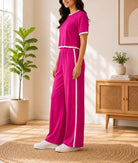 Ladies New Feeling Pink And White Ribbed Set - StylePhase SA