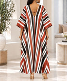 Ladies New Feeling Red And Black Stripe Maxi Kaftan - StylePhase SA