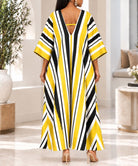 Ladies New Feeling Yellow And Black Stripe Maxi Kaftan - StylePhase SA