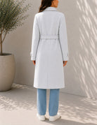 Ladies Oatmeal Pleated Button Detail Melton Coat - StylePhase SA