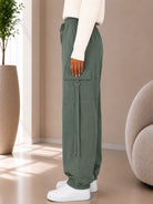 Ladies Olive Drawstring Cargo Pants - StylePhase SA