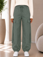 Ladies Olive Drawstring Cargo Pants - StylePhase SA