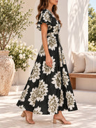 Ladies Olive Floral Tassel Tie-Waist Midi Dress - StylePhase SA