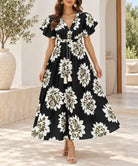 Ladies Olive Floral Tassel Tie-Waist Midi Dress - StylePhase SA
