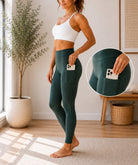 Ladies Olive High-Waist Side Pocket Activewear Leggings - StylePhase SA