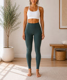 Ladies Olive High-Waist Side Pocket Activewear Leggings - StylePhase SA