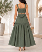 Ladies Olive Maxi Tier Two-Piece Set - StylePhase SA