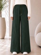 Ladies Olive Pleated Wide Leg Pants - StylePhase SA