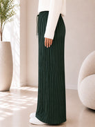 Ladies Olive Pleated Wide Leg Pants - StylePhase SA