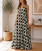 Ladies Olive Sleeveless Polka Dot Maxi Dress - StylePhase SA