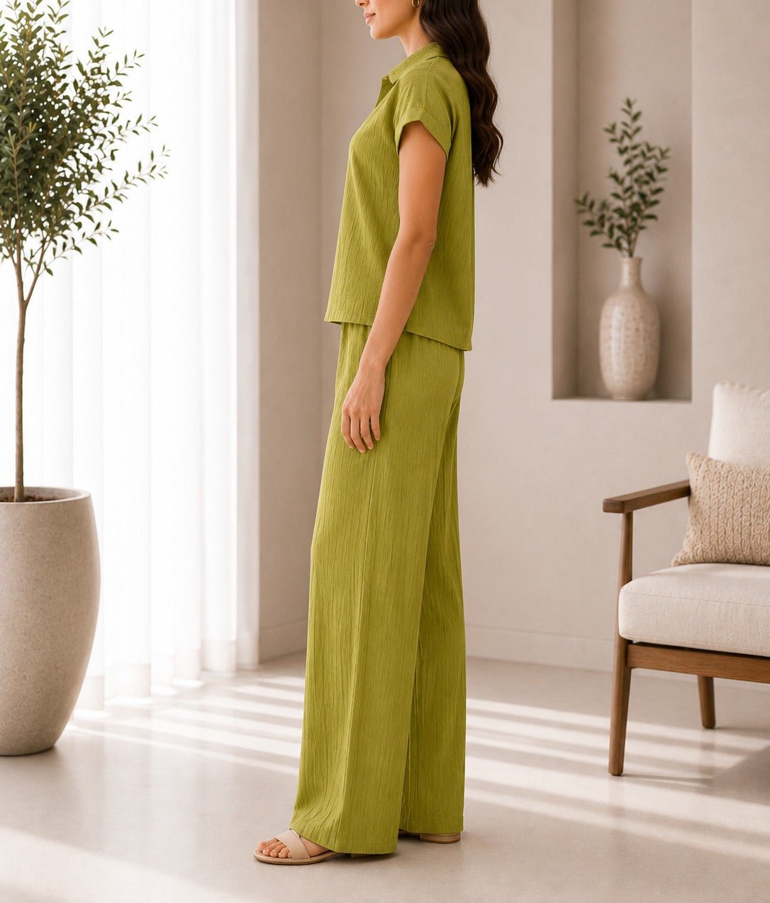Ladies Olive Textured Two-piece New Feeling Set - StylePhase SA