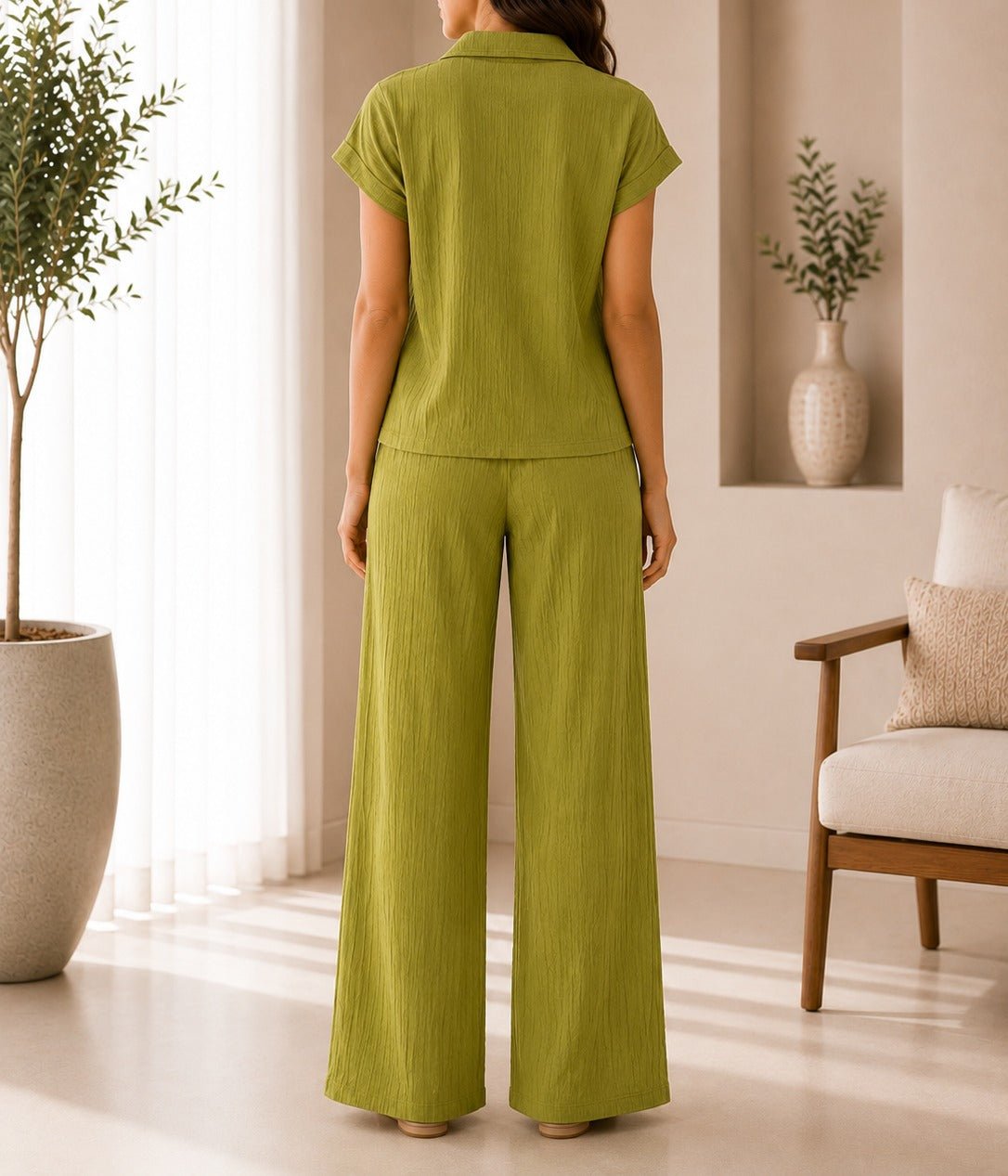 Ladies Olive Textured Two-piece New Feeling Set - StylePhase SA