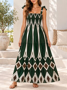 Ladies Olive Tie Strap Maxi Tier Dress - StylePhase SA