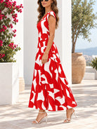 Ladies Orange And White Cap Sleeve Maxi Dress - StylePhase SA