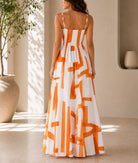 Ladies Orange And White Strappy Maxi Dress - StylePhase SA